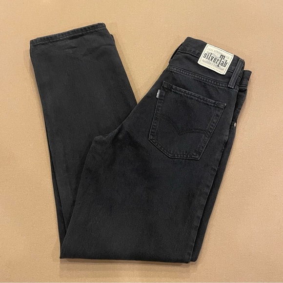 Silver Jeans Denim - Women’s Levi’s Silvertab ‘94 Baggy Distressed Black Wash Jeans Size 25